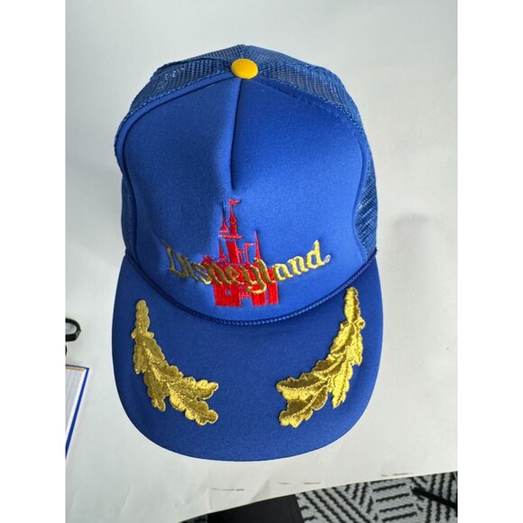 Disneyland Vintage Blue & Gold Trucker Hat With Adjustable Snapback - Picture 9 of 16